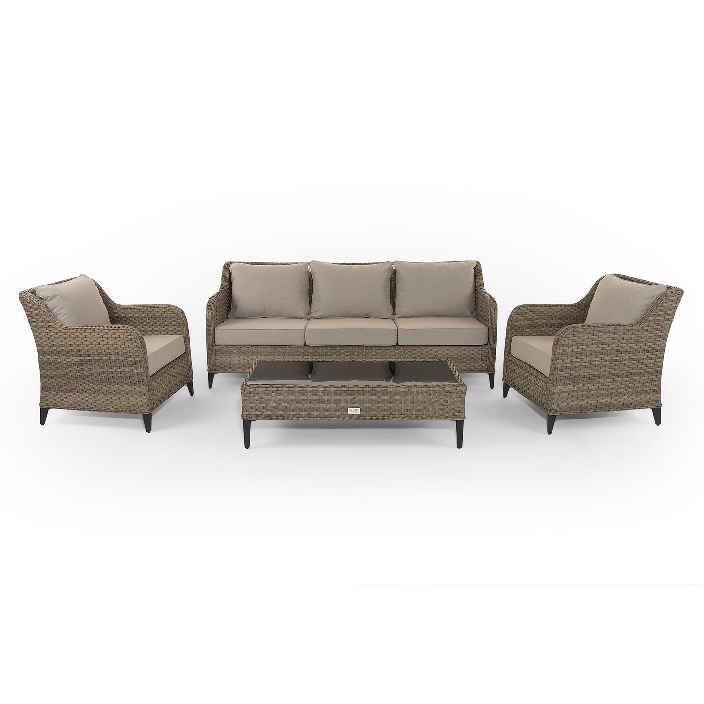 Isyea 3 Seater Sofa with 2 Armchairs and Coffee Table in Brown Rattan - Italiancityfurniture