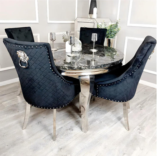 Round Dining Set With 4 Chairs - Italiancityfurniture