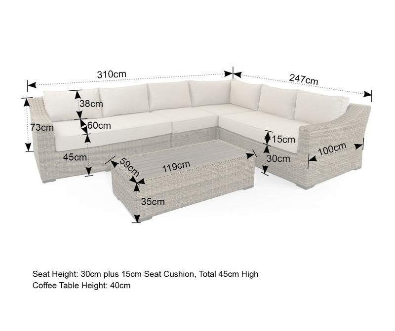 Hall Extra Large Modular Corner Sofa with Coffee Table in Brown Rattan - Italiancityfurniture