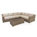 Hall Extra Large Modular Corner Sofa with Coffee Table in Brown Rattan - Italiancityfurniture