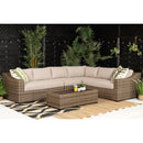 Hall Extra Large Modular Corner Sofa with Coffee Table in Brown Rattan - Italiancityfurniture