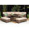 Hazz Corner Sofa with Rising Table and 2 Benches in Brown Rattan - Italiancityfurniture