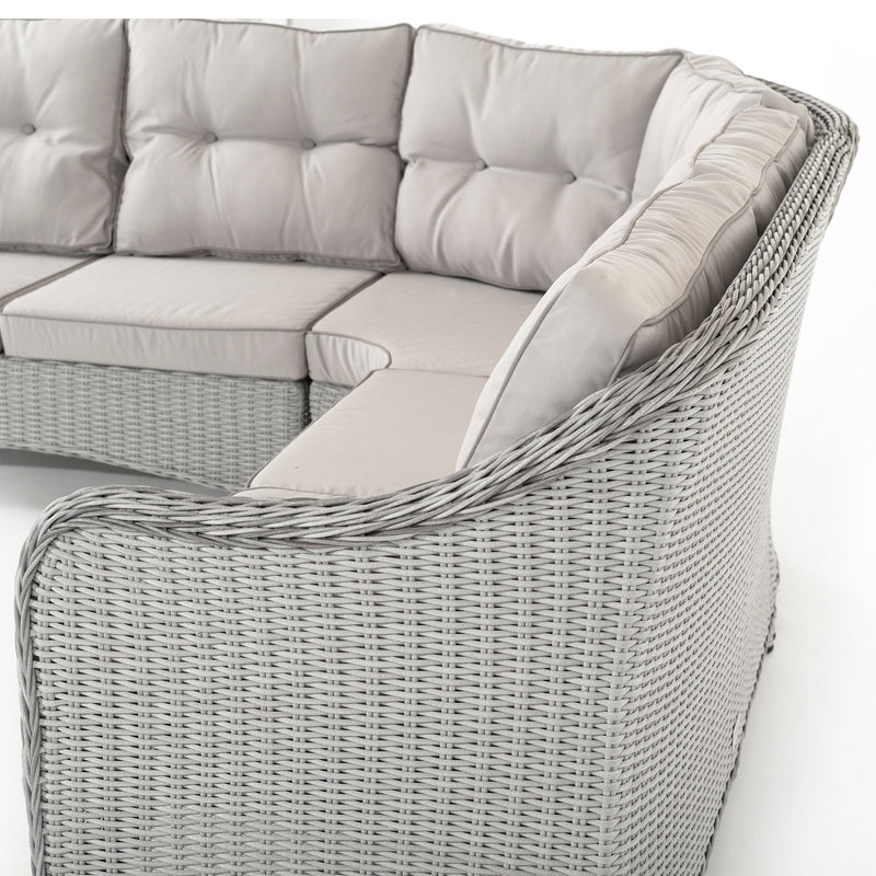 Hazz Corner Sofa with Rising Table and 2 Benches in Grey Rattan - Italiancityfurniture