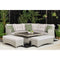 Hazz Corner Sofa with Rising Table and 2 Benches in Grey Rattan - Italiancityfurniture