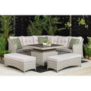 Hazz Corner Sofa with Rising Table and 2 Benches in Grey Rattan - Italiancityfurniture