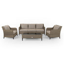 Isyea 3 Seater Sofa with 2 Armchairs and Coffee Table in Brown Rattan - Italiancityfurniture