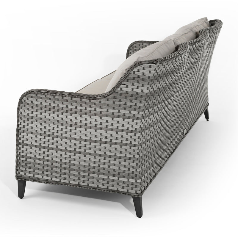 Islyea | 3 Seater Sofa with 2 Armchairs and Coffee Table in Grey Rattan - Italiancityfurniture