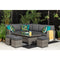 Melo Corner Sofa with Rising Table and 3 Stools in Grey Rattan - Italiancityfurniture