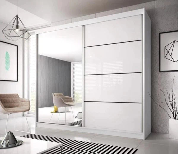 Multi 35 Sliding Mirror Door Wardrobe 233cm - Italiancityfurniture