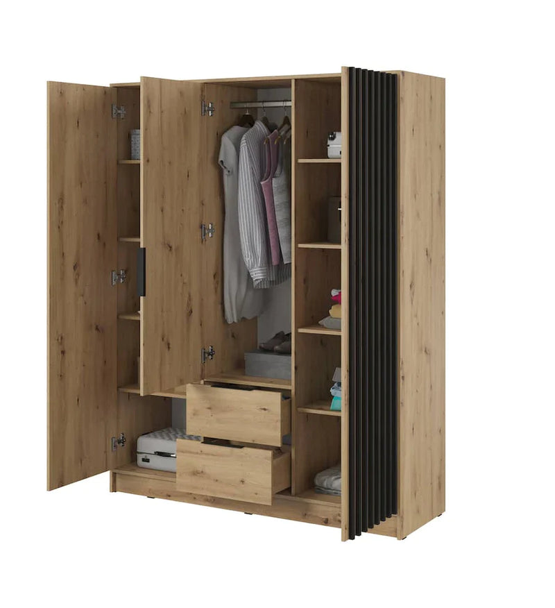 Nelly Hinged Door Wardrobe 155cm - Italiancityfurniture