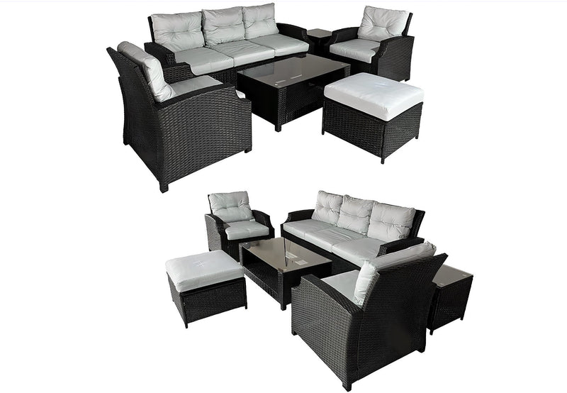 Rattan Garden Furniture Set Patio 6 Seater Sofa Chair Stools Table Storage box - Italiancityfurniture