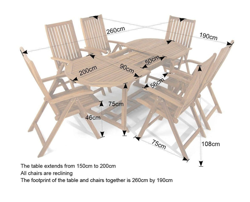 Acacia Oval Dining Table with 6 Chairs