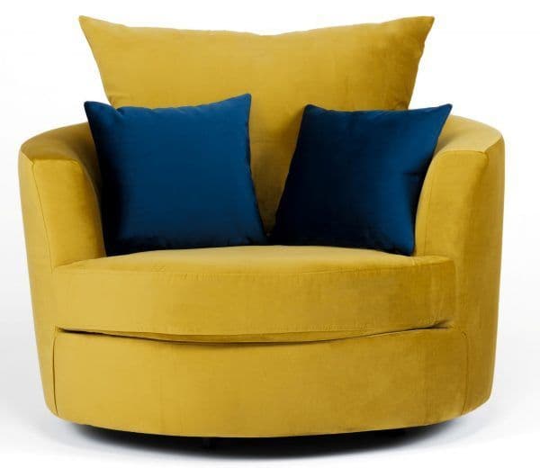 April Swivel Chair Velvet Mustard