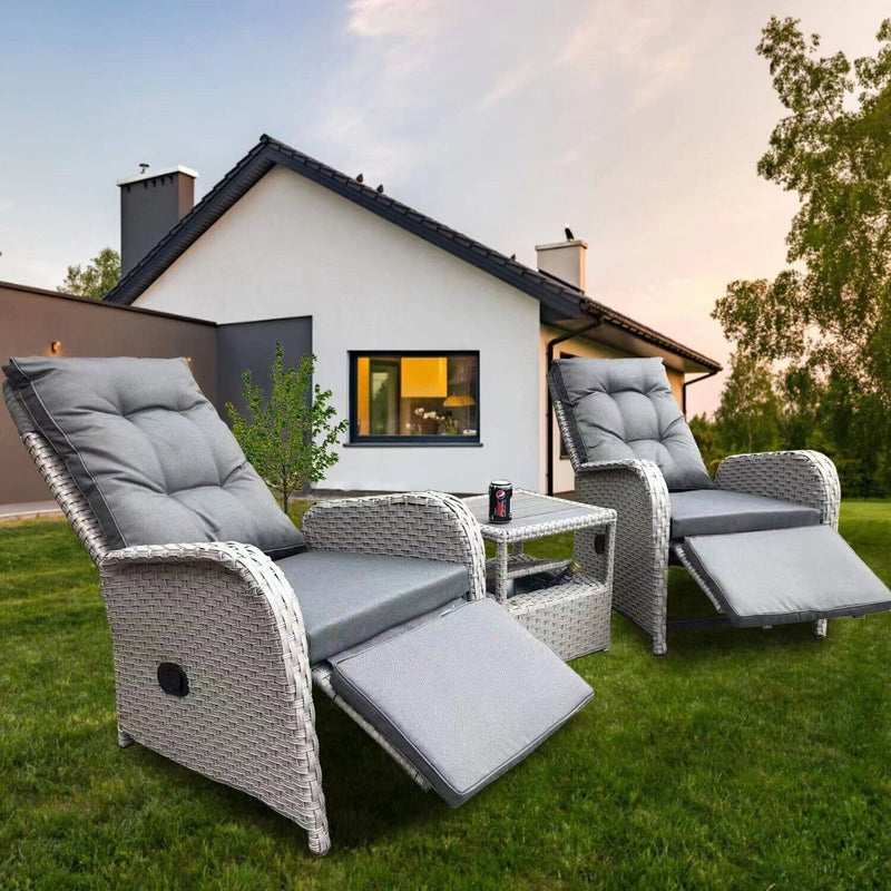 Ber  Rattan Recliner with Ice Bucket