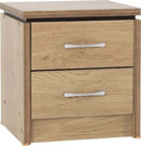 Charles 2 Drawer Bedside Chest Oak Effect Veneer With Walnut Trim