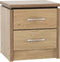 Charles 2 Drawer Bedside Chest Oak Effect Veneer With Walnut Trim