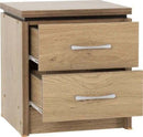 Charles 2 Drawer Bedside Chest Oak Effect Veneer With Walnut Trim