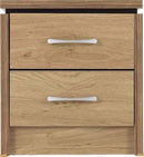 Charles 2 Drawer Bedside Chest Oak Effect Veneer With Walnut Trim