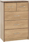 Charles 3+2 Drawer Chest Oak Effect Veneer With Walnut Trim