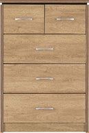 Charles 3+2 Drawer Chest Oak Effect Veneer With Walnut Trim