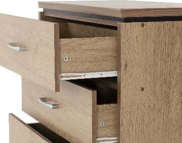 Charles 3 Drawer Chest Oak Effect Veneer With Walnut Trim