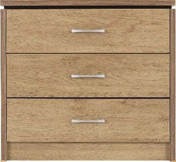 Charles 3 Drawer Chest Oak Effect Veneer With Walnut Trim