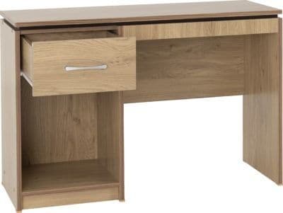 Charles Computer Desk Oak Effect Veneer With Walnut Trim