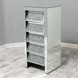 Crushed Glass 5 Drawer Tall Boy