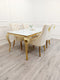 Elouise Gold Dining Set With 4 Cream Luxury Chairs