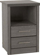 Lisbon 2 Drawer 1 Shelf Bedside Cabinet Black Wood Grain