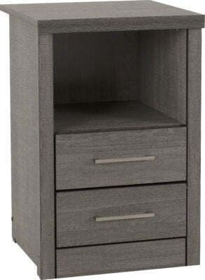 Lisbon 2 Drawer 1 Shelf Bedside Cabinet Black Wood Grain