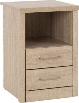 Lisbon 2 Drawer 1 Shelf Bedside Cabinet Light Oak Effect Veneer