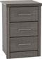 Lisbon 3 Drawer Bedside Chest Black Wood Grain