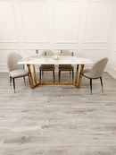 Lukan 1.8M Gold Sintered Stone Top Table With 4 Etta Chairs