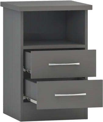 Nevada 2 Drawer Bedside 3D Effect Grey