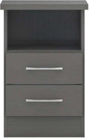 Nevada 2 Drawer Bedside 3D Effect Grey