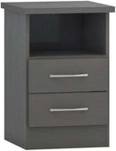 Nevada 2 Drawer Bedside 3D Effect Grey