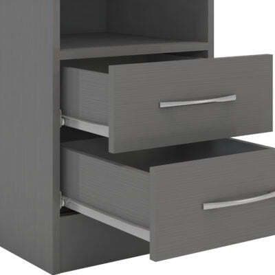 Nevada 2 Drawer Bedside 3D Effect Grey