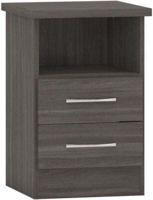 Nevada 2 Drawer Bedside Black Wood Grain