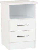 Nevada 2 Drawer Bedside White Gloss