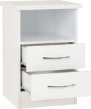 Nevada 2 Drawer Bedside White Gloss