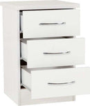 Nevada 3 Drawer Bedside White Gloss