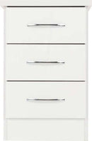 Nevada 3 Drawer Bedside White Gloss