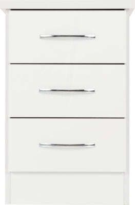 Nevada 3 Drawer Bedside White Gloss