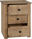 Panama 3 Drawer Bedside Chest Natural Wax