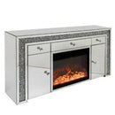 Silver Crushed Diamond Fire/Tv Unit