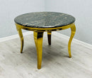 Sofia 110cm Round Black & Gold Frame Marble Table And 4 chair