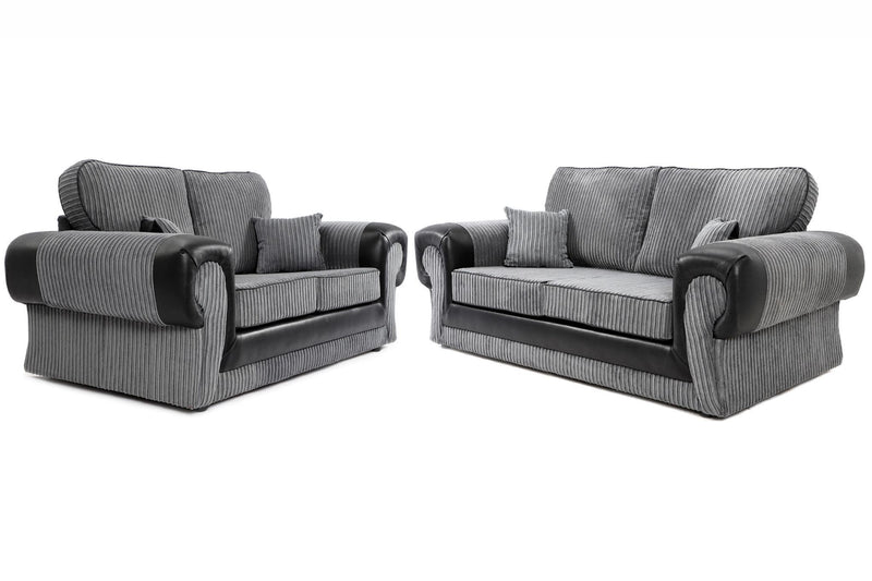 Tangence 3 + 2 Seater Sofa Black/Grey Cord