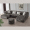 U Shaped Rocky Chesterfield Grey Corner Sofa With Puff