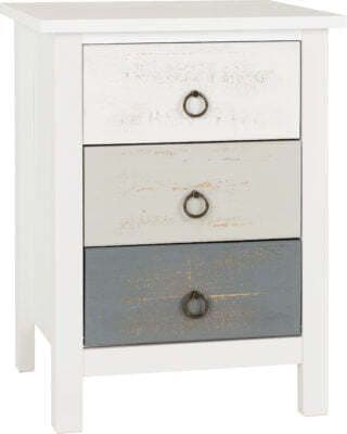 Vermont 3 Drawer Bedside Grey/ White